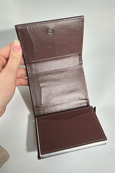 Kahve Renk Otomatik Cüzdan/Kartlık