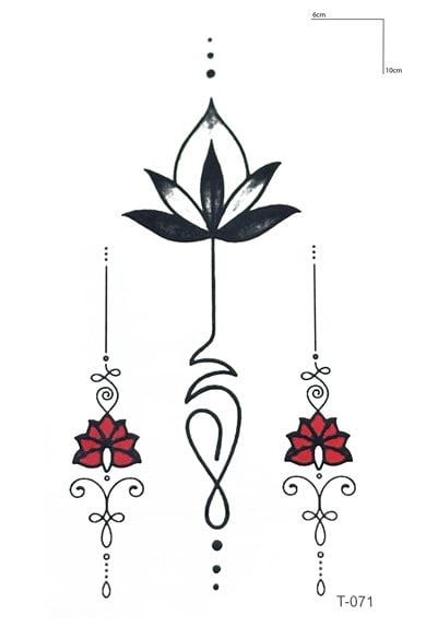 Göğüs Arası Lotus Geçici Dövme Tattoo