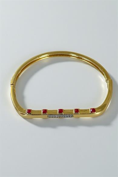 Altın Renk Taş Detaylı YSX Kelepçe Bileklik