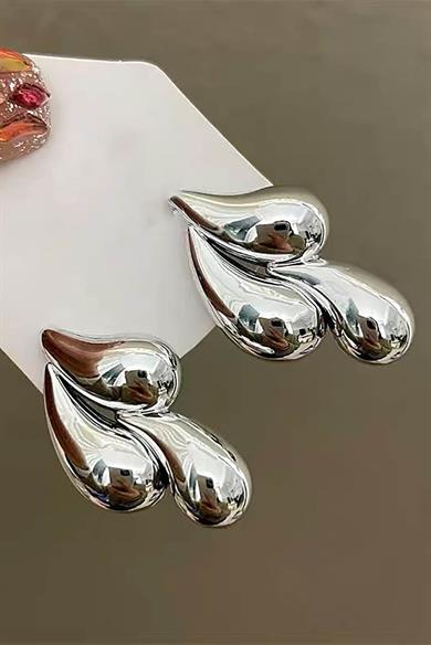 Gümüş Renk Damla Figürlü Çelik Küpe (Çift)