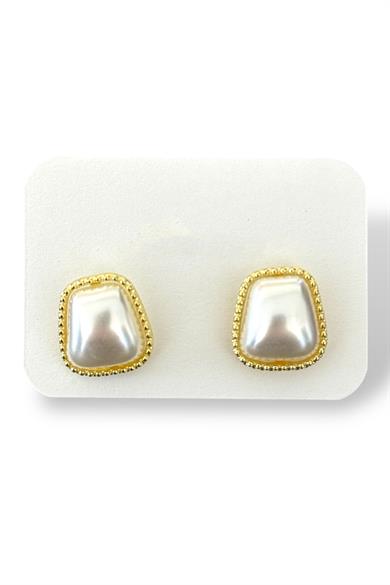 Altın Renk İnci Detaylı Küpe (Çift)