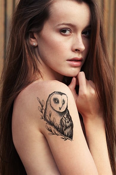 Baykuş Büyük Dövme Geçici Tattoo