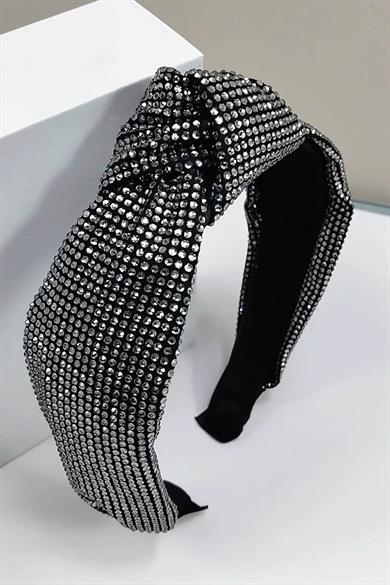 Gümüş Renk Düğüm Detaylı Taşlı Taç