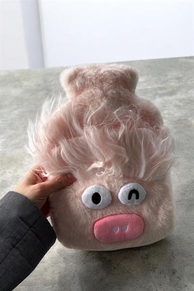 Pembe Renk Canavar Figürlü Peluş Sıcak Su Torbası