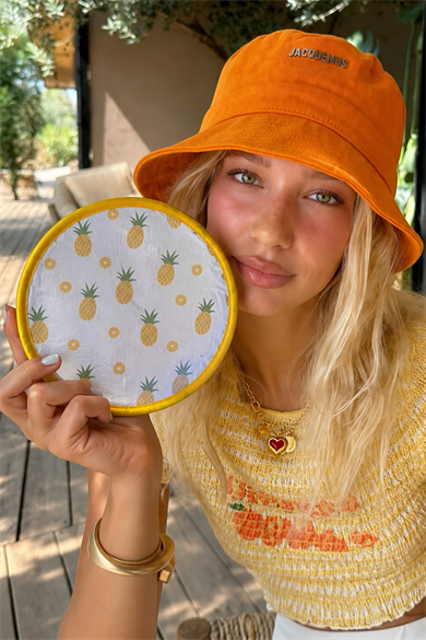Ananas Desenli Katlanabilir Yelpaze 