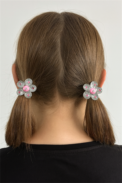 Karışık Renk Çiçek Figürlü Lastik Toka