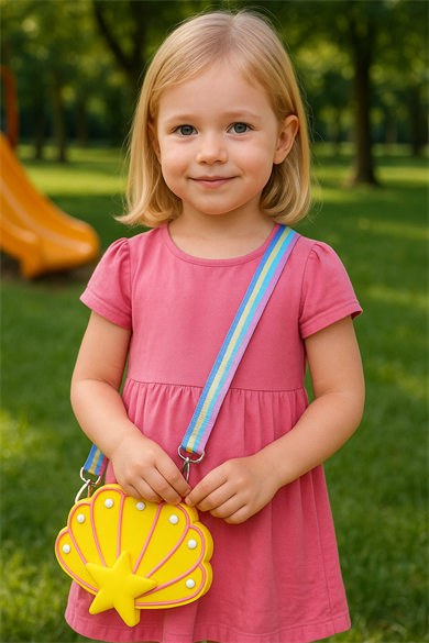 Sarı Renk Deniz Kabuğu Figürlü Çocuk Çanta