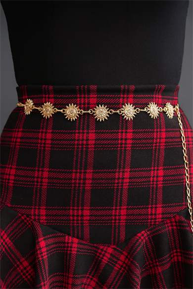 Altın Renk Güneş Figürlü Zincir Kemer