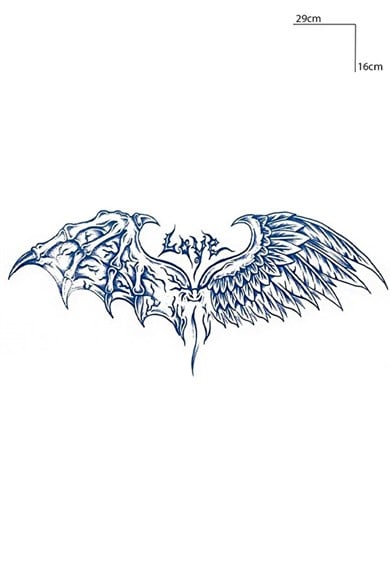 Kanat Figürlü Sonradan Kararan Yarı Kalıcı Geçici Dövme Tattoo