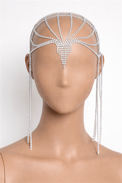 Gümüş Renk Taş Detaylı Saç Aksesuarı/Kına Aksesuarı