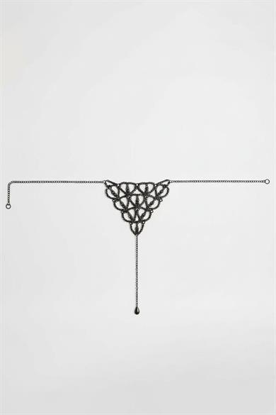 Gümüş Renk Taş Detaylı Tanga