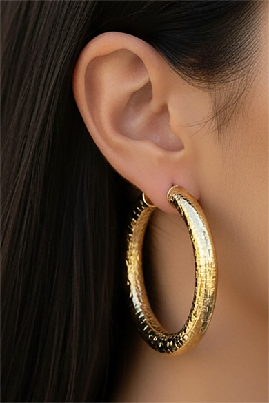 Altın Renk Halka Küpe (Çift)