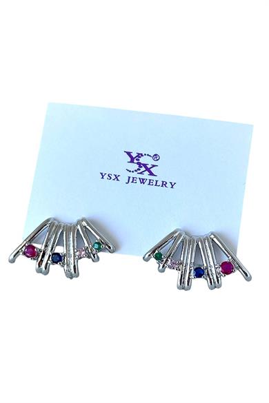 Gümüş Renk Taş Detaylı YSX Küpe (Çift)