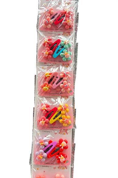 6lı Karışık Renk Çiçek Figürlü Yan Toka Set