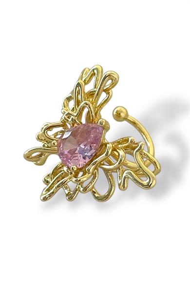 Altın Renk Kelebek Figürlü Taş Detaylı Ear Cuff (Tek)