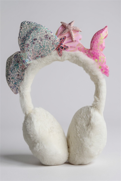 Beyaz Ve Pembe Renk Karışık Figürlü Peluş Kulaklık