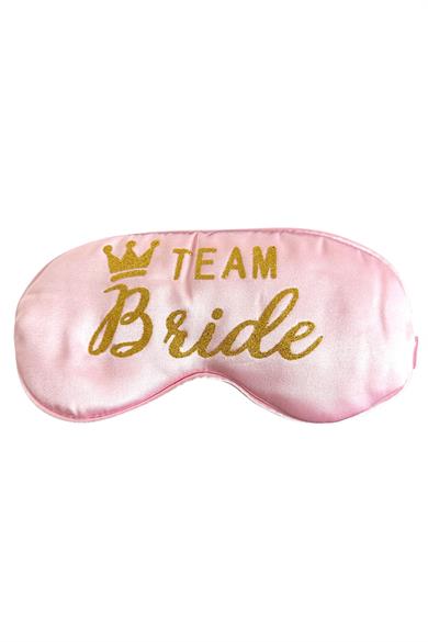 Pembe Renk Team Bride Yazılı Saten Uyku Bandı