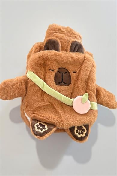 Açık Kahve Renk Kapibara Figürlü Peluş Sıcak Su Torbası