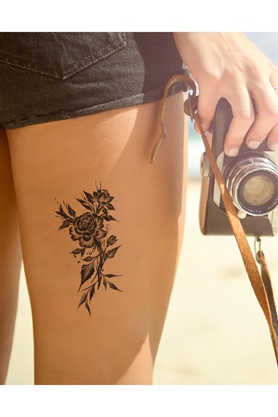 Gül Sonradan Kararan Yarı Kalıcı Geçici Dövme Tattoo