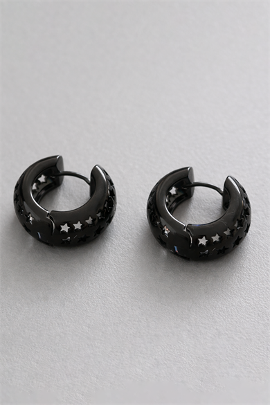 Siyah Renk Çelik Xuping VİP Halka Küpe