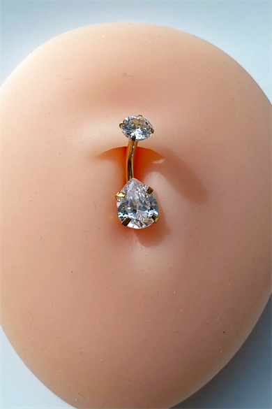 Altın Renk Damla Figürlü Cerrahi Çelik Göbek Piercing