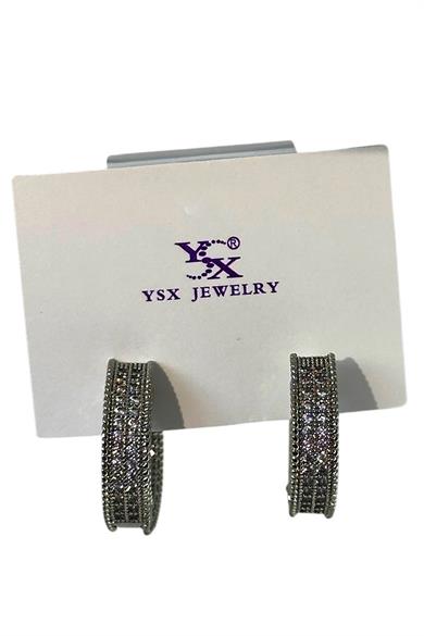 Gümüş Renk Taş Detaylı YSX Küpe (Çift)