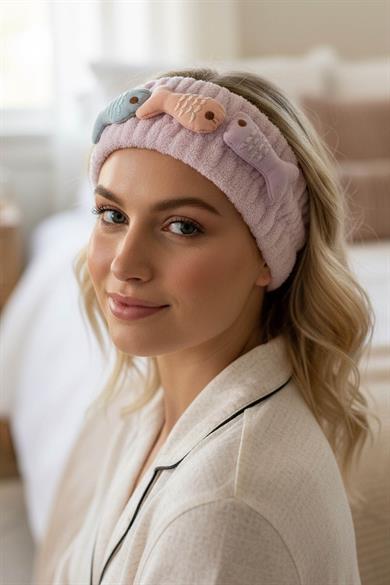 Lila Renk Balık Figürlü Peluş Saç Bandı