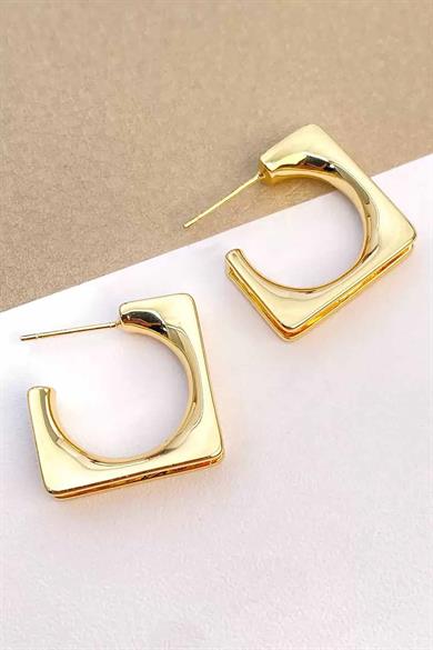 Altın Renk Kare Küpe (Çift)