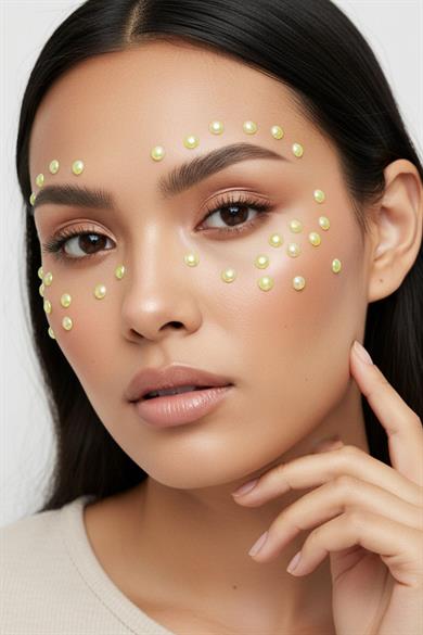 Sarı Renk Saç Vücut Ve Yüz Taşı Sticker