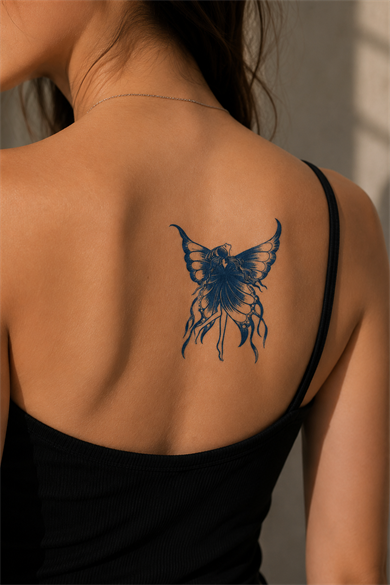 Kanatlı Kız Sonradan Kararan Yarı Kalıcı Geçici Dövme Tattoo