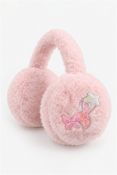 Açık Pembe Renk Yıldız Ve Kelebek Figürlü Peluş Kulaklık