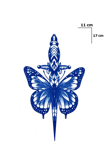 Kelebek Ve Kılıç Sonradan Kararan Yarı Kalıcı Geçici Dövme Tattoo