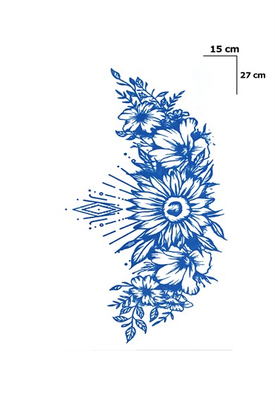 Çiçek Figürlü Sonradan Kararan Yarı Kalıcı Geçici Dövme Tattoo