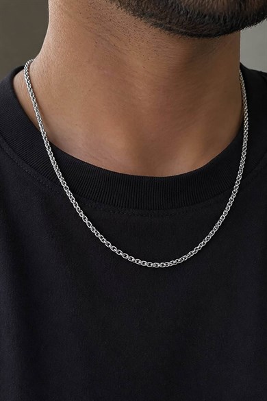 Gümüş Renk Unisex Çelik Zincir Kolye