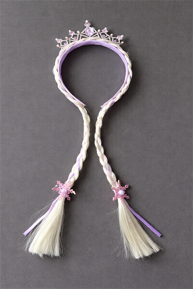 Mor Renk Örgü Saç Detaylı Taç