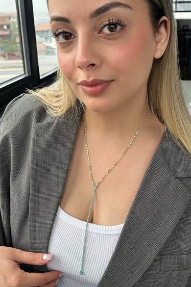 Altın Renk Kelebek Figürlü 14K Altın Kaplama VİP Y Kolye