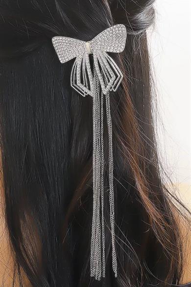 Gümüş Renk Kurdele Figürlü Taş Detaylı Sallantılı Otomat Toka