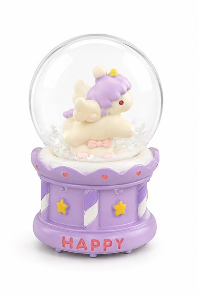Mor Renk Unicorn Figürlü Işıklı Mini Küre