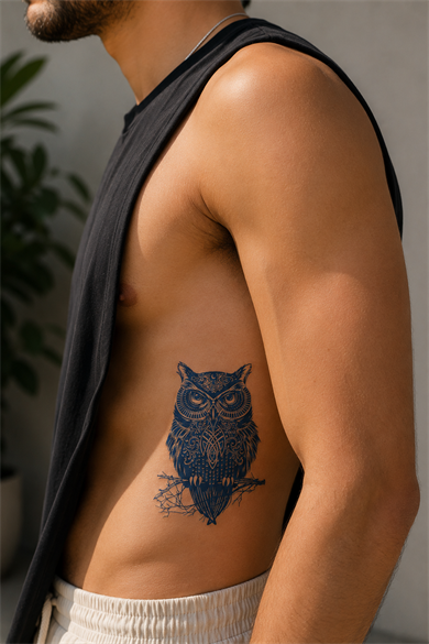 Baykuş Sonradan Kararan Yarı Kalıcı Geçici Dövme Tattoo