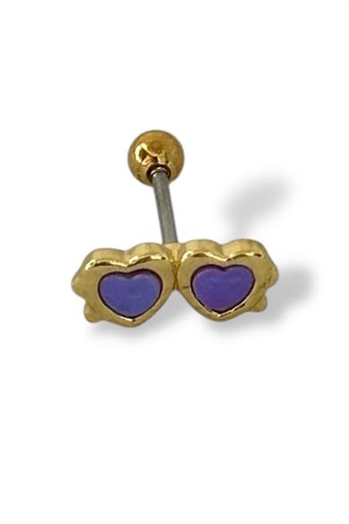 Altın Renk Gözlük Figürlü Çelik Tragus/Kıkırdak Küpe/Piercing (Tek)