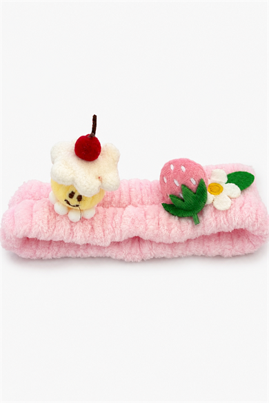 Açık Pembe  Renk Karışık Figürlü Peluş Saç Bandı