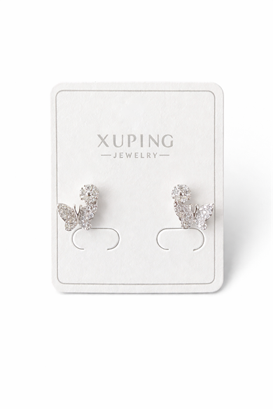 Gümüş Renk Kelebek Figürlü Taş Detaylı Çelik Xupıng VİP Küpe