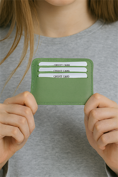 Yeşil Renk Deri Kadın Cüzdan/ Kartlık