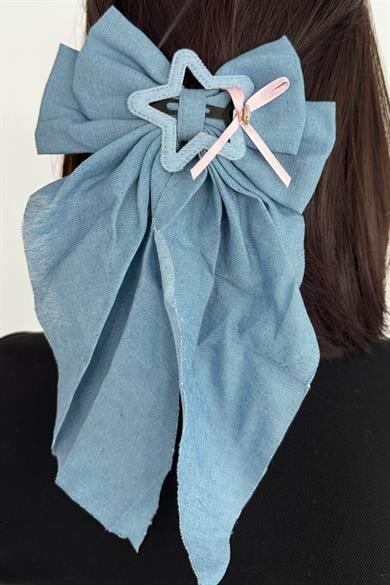 Mavi Renk Yıldız Figürlü Kurdele Otomat Toka