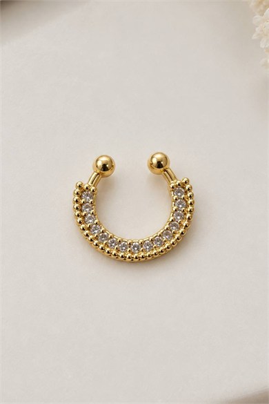 Altın Renk Taşlı Cerrahi Çelik Deliksiz Septum Piercing