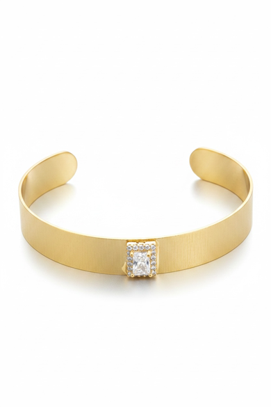 Altın Renk Taşlı Kelepçe Bileklik