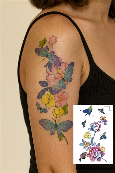 Geçici Çiçek Figürlü Dövme Tattoo