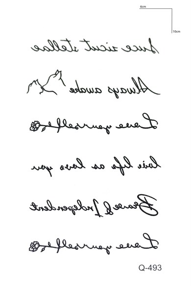 Yazılı Minimal Geçici Dövme Tattoo