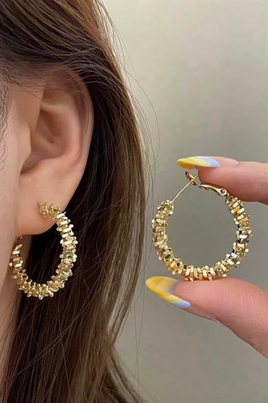 Altın Renk Halka Küpe (Çift)