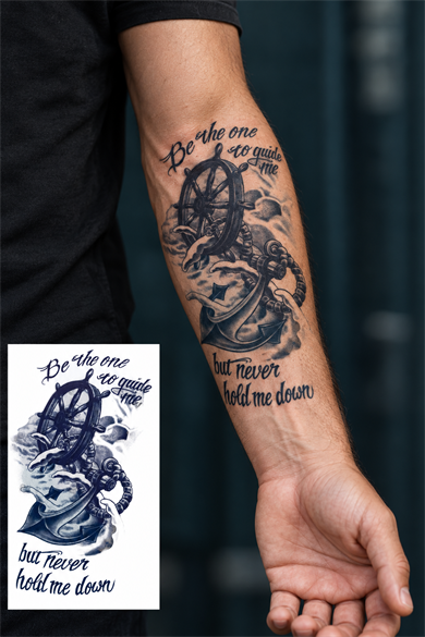Çapa Figürlü Sonradan Kararan Yarı Kalıcı Geçici Dövme Tattoo